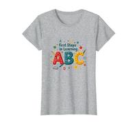 I Primi Passi per Imparare ABC Maglietta, Donna, Grigio Melange, 3XL