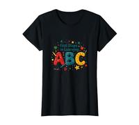 I Primi Passi per Imparare ABC Maglietta, Donna, Nero, XL