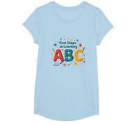 I Primi Passi per Imparare ABC Maglietta, Ragazze, Celeste, L
