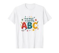 I Primi Passi per Imparare ABC Maglietta, Uomo, Bianco, XL