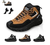 I Primi Stivali di Lavoro ortopedici Giovani Uomini, Scarpe di Sicurezza Antiscivolo a Prova di Perforazione con Supporto Arco per Lavoro, Escursionismo e all'aperto(Khaki,43 EU)