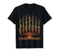 I principi di Kwanzaa Kinara con Sette Candele di Testo Script Maglietta