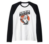 I Put The Boo In Bourbon Lovers Divertente Halloween Ghost Booze Maglia con Maniche Raglan