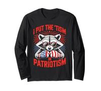I Put The Tism in Patriotism Boxing Raccoon Maglia a Manica