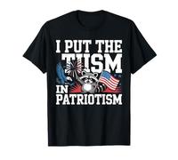I Put The tism in Patriottism American Flag Athletic Eagle Maglietta