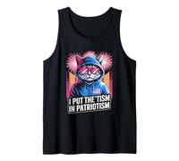 I Put The Tism in Patriottism Cool Cat with Sunglasses Canotta
