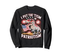 I Put The Tism in Patriottism Dinosaur US Flag Occhiali da Sole Felpa