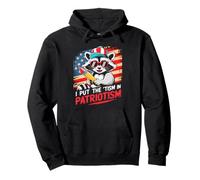 I Put The Tism in Patriottism Fireworks Raccoon Bandiera USA Felpa con Cappuccio