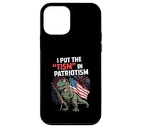 I Put The Tism in Patriottism USA Flag T-rex Dinosaur Autism Custodia per iPhone 12 mini
