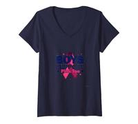 I Ragazzi sostengono Gli alleati Rosa per la sensibilizzazione sul Cancro al Seno Maglietta con Collo a V, Donna, Navy, S