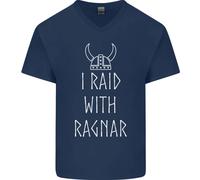 I Raid Con Ragnar Il Vikings Valhalla Uomo Scollo A V Cotone T-Shirt