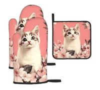 I rami del gatto stanno fiorendo. Guanti da cucina colorati resistenti al calore, cuscinetti caldi, roba da panettiere, regali da cucina per amanti della cucina cuochi mamma