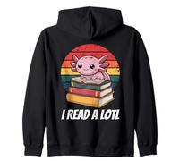 I Read Alotl Axolotl Felpa con Cappuccio