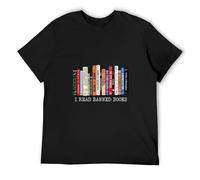 I Read Banned Books Week Librarian Freadom Reader Nerd Unisex 100% Cotton Short-Sleeve T-Shirts Black XL