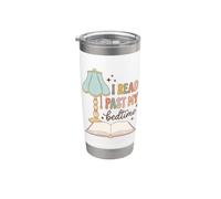 I Read Past My Bedtime Bookworm Reader Librarian Retro Bicchiere termico in acciaio inox doppia parete