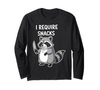 I Require Snacks Divertente Raccoon Snack Animale Amore Divertente Maglia a Manica