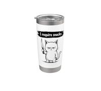 I Require Snacks Funny Cat Meme Grumpy Kitty Bicchiere termico in acciaio inox doppia parete