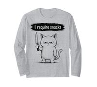 I Require Snacks Funny Cat Meme Grumpy Kitty Maglia a Manica