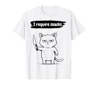 I Require Snacks Funny Cat Meme Grumpy Kitty Maglietta