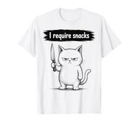 I Require Snacks Funny Cat Meme Grumpy Kitty Maglietta