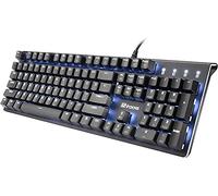 i-rocks K75M - Tastiera meccanica illuminata, 104 tasti, tasti PBT, luce LED retroilluminata e tasti di scelta rapida, luce programmabile e registratore macro (Cherry MX Red Switch, nero)