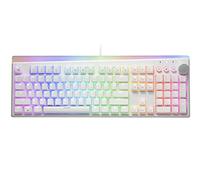 i-rocks Tastiera meccanica da gioco K71M RGB con manopola di controllo multimediale, interruttori Gateron (rossi), 104 tasti con NKRO completo, tasti PBT, tasti di scelta rapida multimediali, cavo USB-C staccabile e memoria integrata, bianco