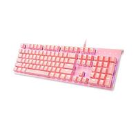 i-rocks Tastiera meccanica K75M - 104 tasti - con interruttori Cherry MX Brown, Keycaps PBT, luce LED retroilluminata e tasti di scelta rapida - Luce programmabile e registratore macro (rosa)