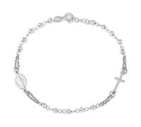 I Rosari Bracciale Rosario in Argento rodiato con Sfere sfaccettate 3mm in Vari Colori (Argento)