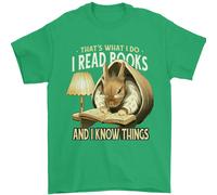 I Rosse Libri & Know Cose Topo di Biblioteca Coniglio T-Shirt 100% Cotone