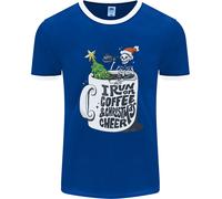 I Run On Caffè E Natale Cheer Skull Uomo Ringer