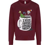 I Run On Coffee And Christmas Cheer Skull Uomo Sweatshirt Jumper