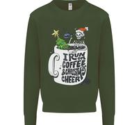 I Run On Coffee And Christmas Cheer Skull Uomo Sweatshirt Jumper