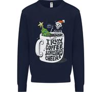 I Run On Coffee And Christmas Cheer Skull Uomo Sweatshirt Jumper