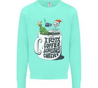 I Run On Coffee And Christmas Cheer Skull Uomo Sweatshirt Jumper