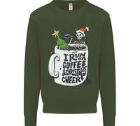 I Run On Coffee And Christmas Cheer Skull Uomo Sweatshirt Jumper