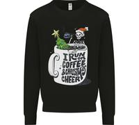 I Run On Coffee And Christmas Cheer Skull Uomo Sweatshirt Jumper