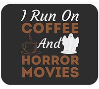 I Run On Coffee And Horror Movies Scary Halloween Twisted Tappetini Mouse Liscio Mousepad Antiscivolo Tappetini per Il Mouse per Laptop Lavoro Casa 25X30Cm