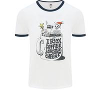 I Run On Coffee E Christmas Cheer T-Shirt Ringer Uomo