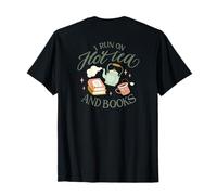 I Run ON Hot Tea & Books Lettore Divertente Lettura Meme sul Retro Maglietta
