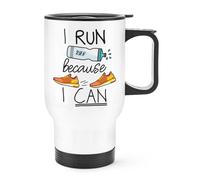 I Run Perché i Can Runner Viaggio Tazza con Manico Corsa Marathon Divertente