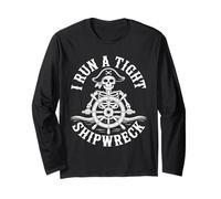 I Run Tight Shipwreck Skeleton Pirate Maglia a Manica