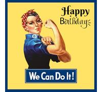 I&S / Les collections rétro IETSCPMD19025 Biglietto Happy BIRTHDAY We Can Do It Ragazza Donna Retro Vintage Poster di propaganda americana 1943, con busta bianca, formato 15 x 15 cm, colore: Bianco