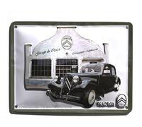 I&S/Les collections rétro Targa in metallo goffrato 20 x 15 cm Citroen trazione garage, Metallizzato