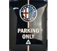 I&S/Les collections rétro Targa in metallo goffrato, 40 x 30 cm, Alfa Romeo Alfa Romeo Parkng Only Prodotto con licenza ufficiale e/o design esclusivo