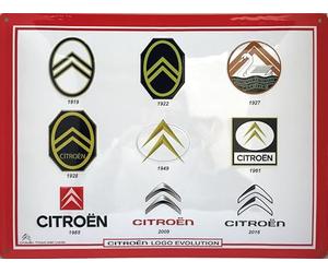 I&S/Les collections rétro Targa in metallo goffrato 40 x 30 cm Citroen Citroen Logos Evolution Prodotto con licenza ufficiale e/o design esclusivo
