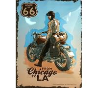 I&S/Les collections rétro Targa in metallo goffrato 40 x 30 cm Strada 66 Us Biker 66 H Prodotto con licenza ufficiale e/o design esclusivo