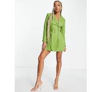 I Saw It First - Vestito a blazer oliva glitterato con cintura-Verde 34