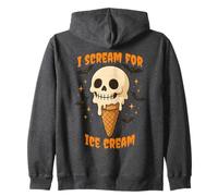 I Scream for Ice Cream Cone Skull Halloween Felpa con Cappuccio
