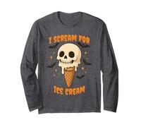 I Scream for Ice Cream Cone Skull Halloween Maglia a Manica