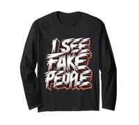 I See Fake People Sarcastico semplice |||----- Maglia a Manica